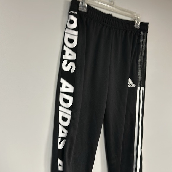 Adidas Aeroready track pants, Adidas name graphic 1 side, stripes on other, S - Picture 3 of 9